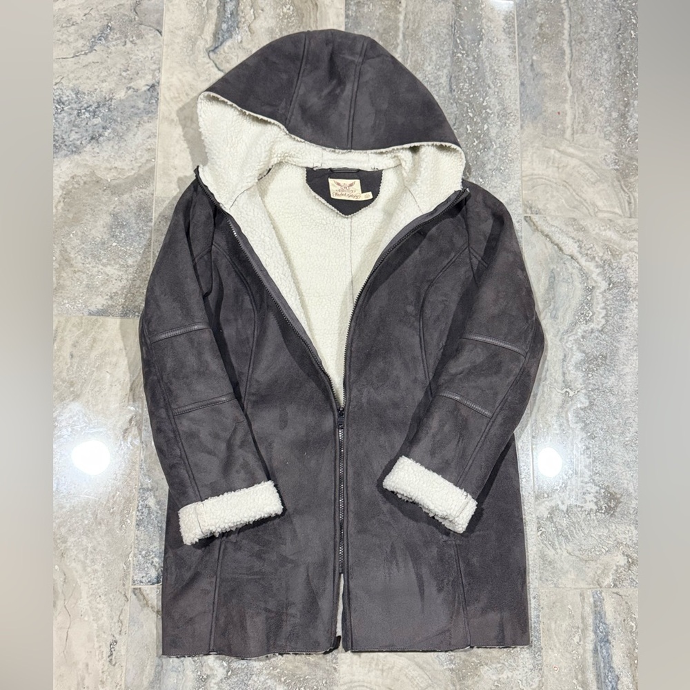 Faded Glory Gray and White Fleece Jacket